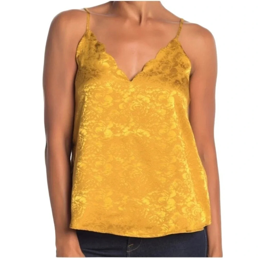 NEW Socialite Women's Size XL Jacquard Floral Scallop Neck Camisole